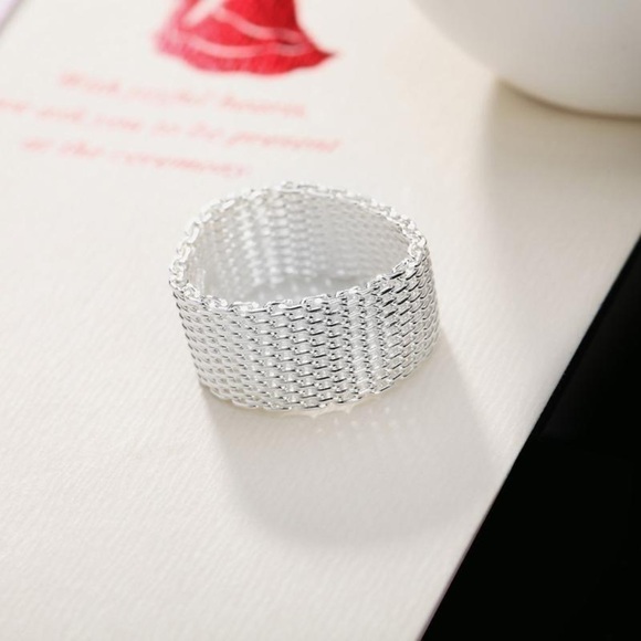 Silver Mesh Ring Size 10 - Picture 4 of 5